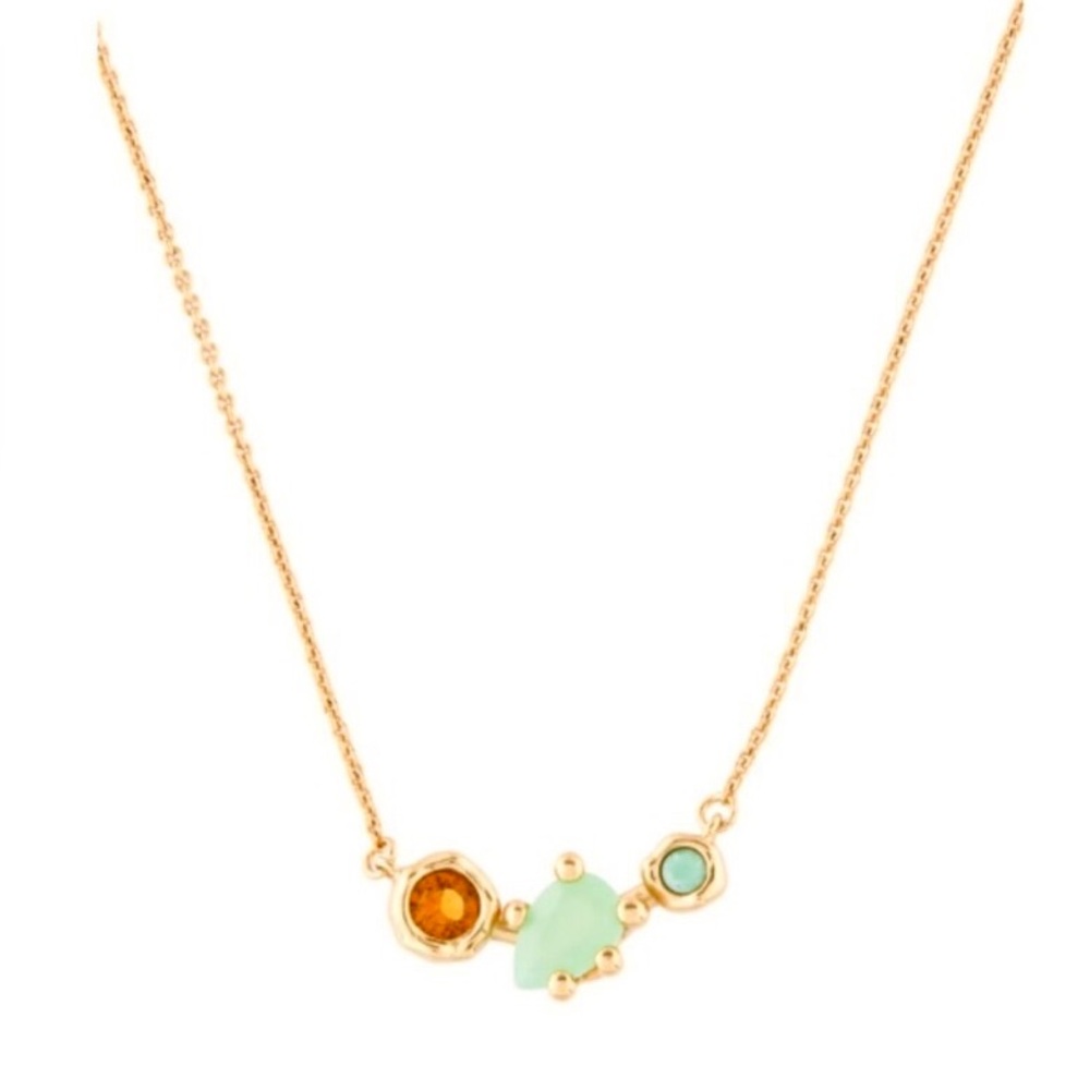 NWT Alexis Bittar Green, Blue Orange Multicolor Stone Gem Cluster Necklace - Picture 3 of 4